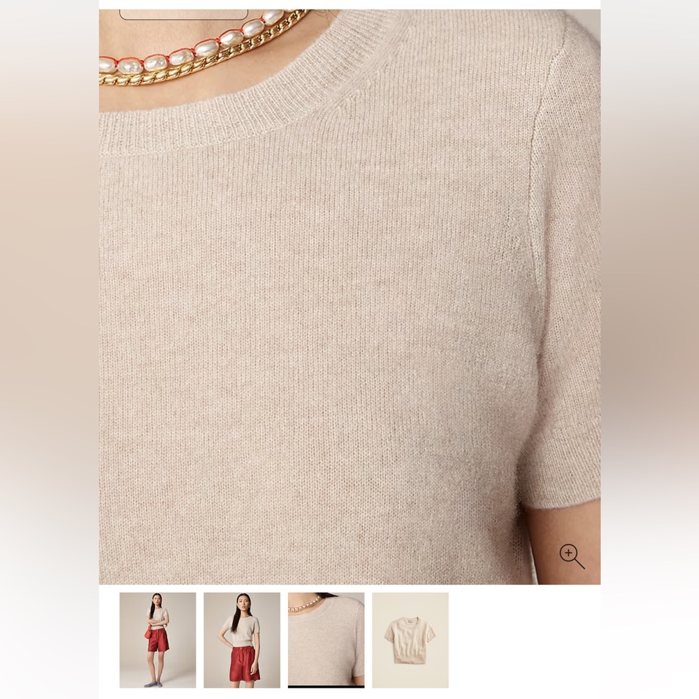 J Crew Cashmere Shrunken T-Shirt Short Sleeve Sweater CA082 Heather Linen Tan M - Picture 12 of 12